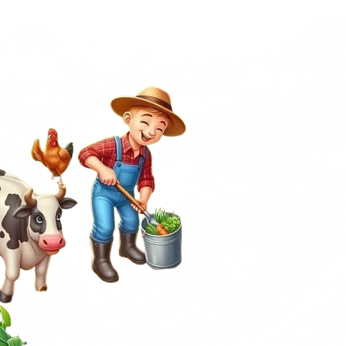 Farmer and livestock illustration
